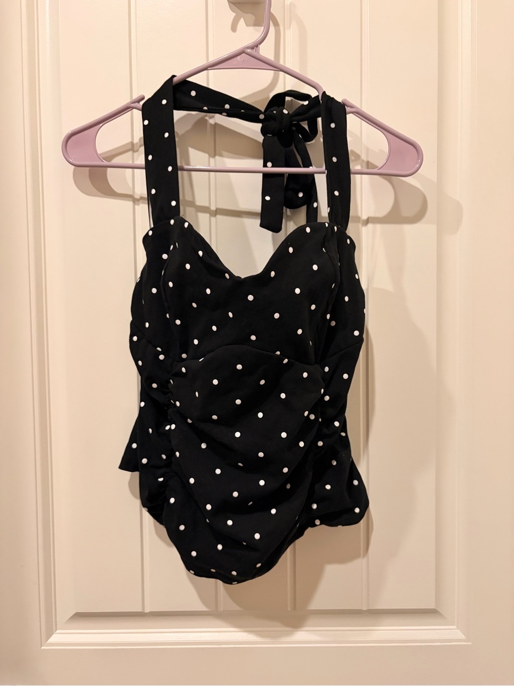 Cider Black Polka Dot Halter Tank Top